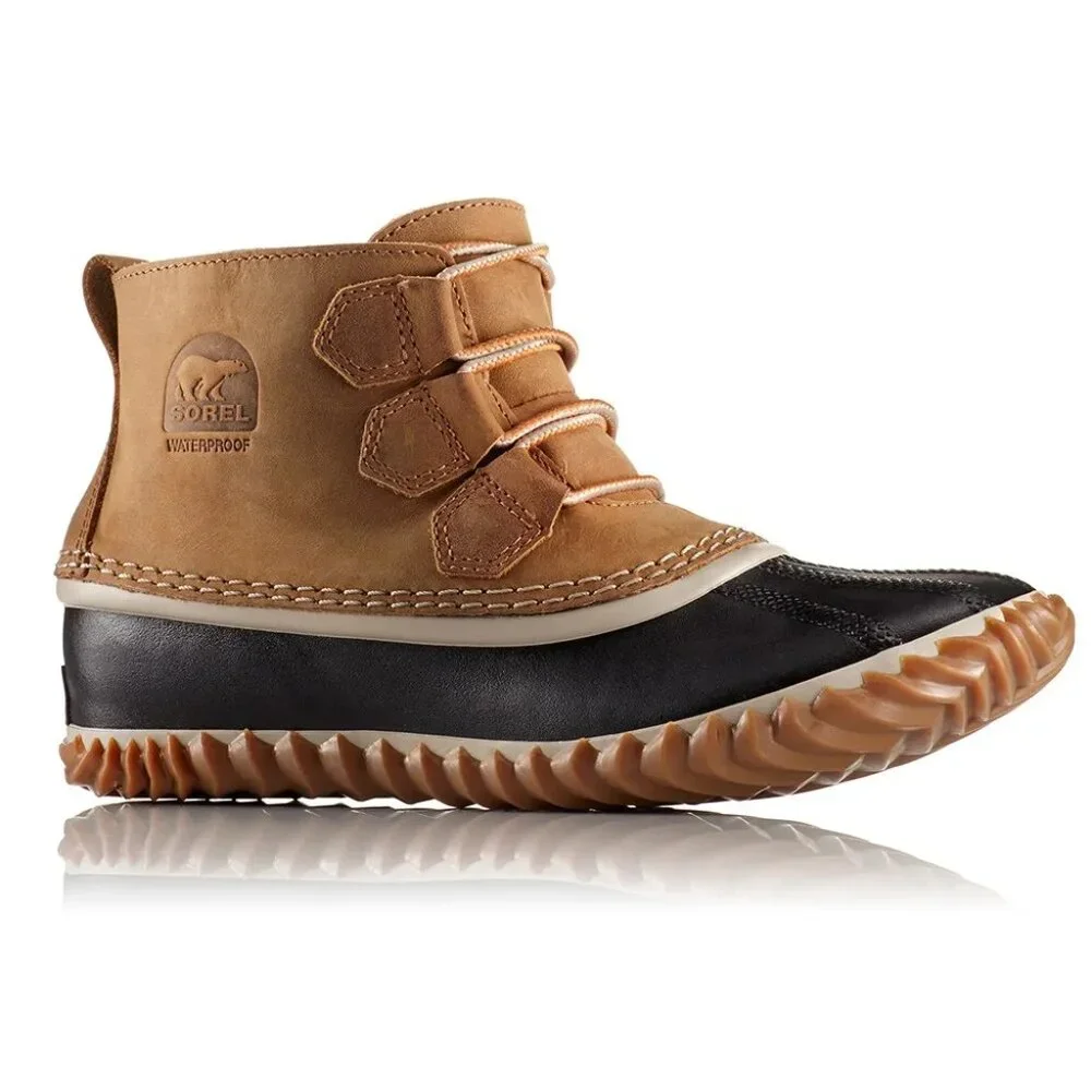 Sorel Women's‎ Tan Black Out N About NL2133-286 Leather Rain Duck Boots Size 8